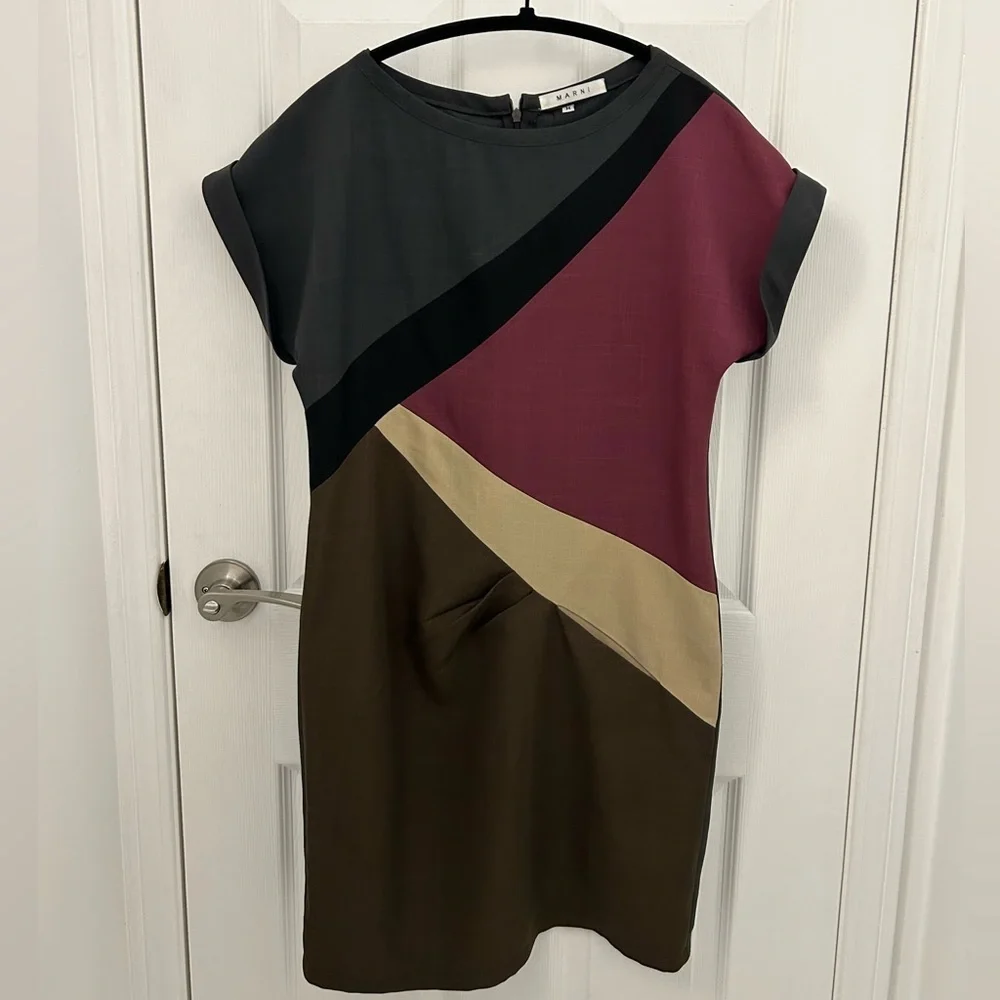 Marni Colorblock Dress with Cap Sleeves, Sz M - Picture 2 of 7